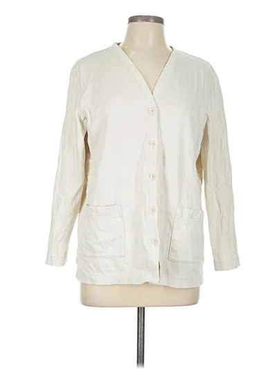 Pre-owned Lands' End Cardigan Sweater In White
