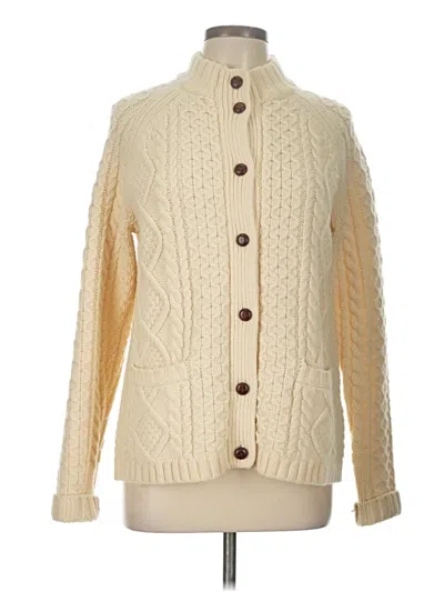 Pre-owned Lands' End Cardigan Sweater In White
