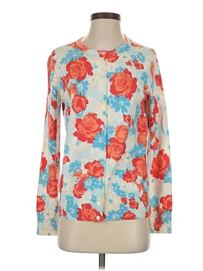 Pre-owned Lands' End Cardigan Sweater In White