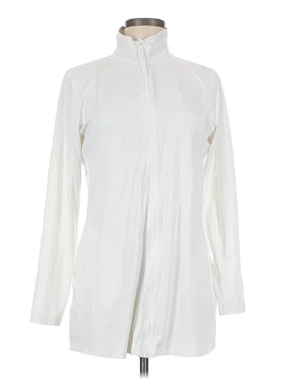 Pre-owned Lands' End Cardigan Sweater In White