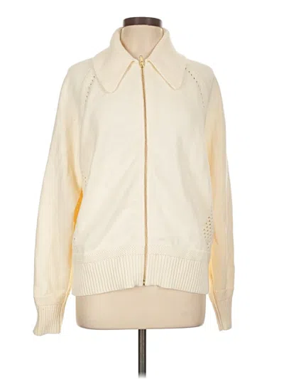 Pre-owned Lands' End Cardigan Sweater In White