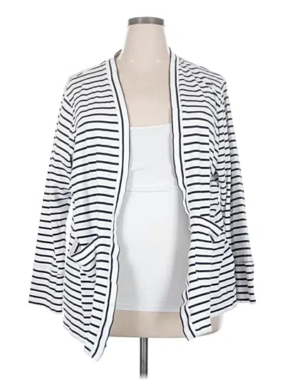 Pre-owned Lands' End Cardigan Sweater In White