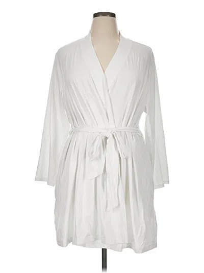 Pre-owned Lands' End Cardigan Sweater In White