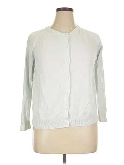 Pre-owned Lands' End Cardigan Sweater In White