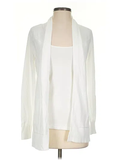 Pre-owned Lands' End Cardigan Sweater In White