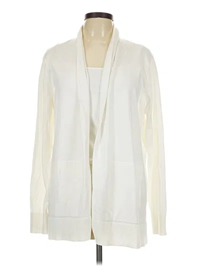 Pre-owned Lands' End Cardigan Sweater In White