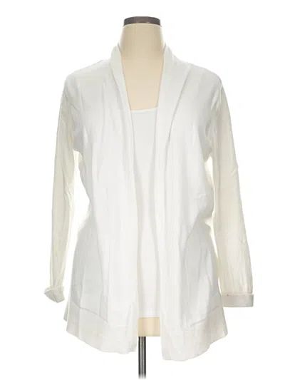 Pre-owned Lands' End Cardigan Sweater In White