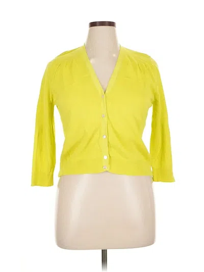 Pre-owned Lands' End Cardigan Sweater In Yellow