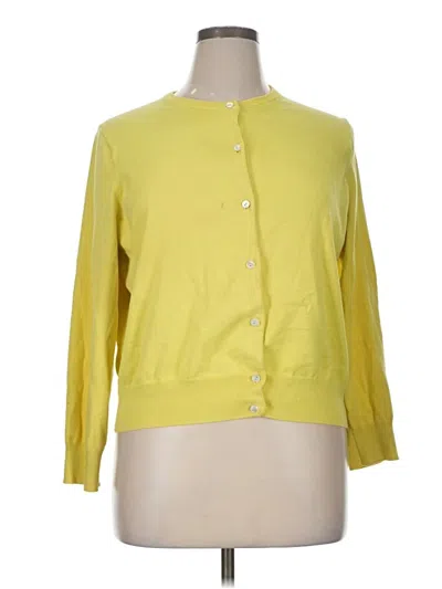 Pre-owned Lands' End Cardigan Sweater In Yellow