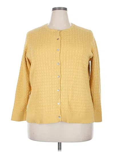 Pre-owned Lands' End Cardigan Sweater In Yellow