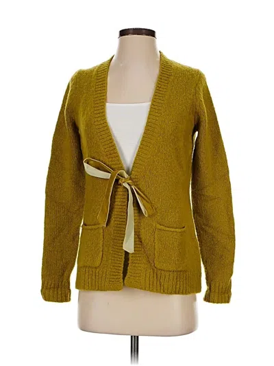 Pre-owned Lands' End Cardigan Sweater In Yellow