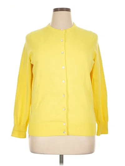 Pre-owned Lands' End Cardigan Sweater In Yellow