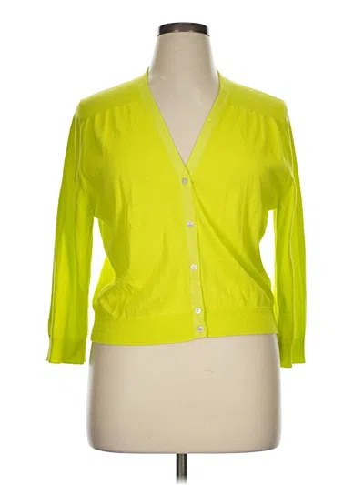 Pre-owned Lands' End Cardigan Sweater In Yellow