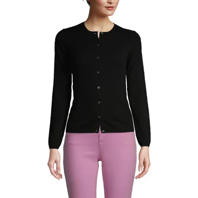 Lands' End Cashmere Cardigan Sweater In Black