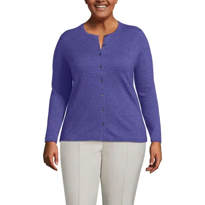 Lands' End Cashmere Cardigan Sweater In Blue