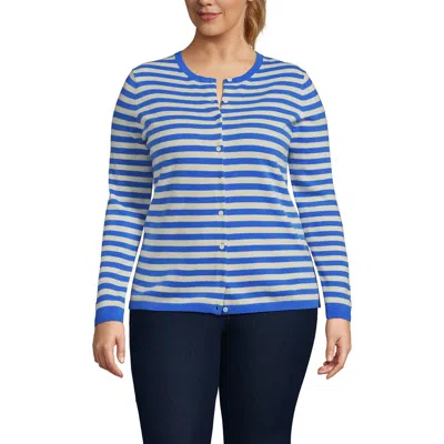 Lands' End Cashmere Cardigan Sweater In Blue
