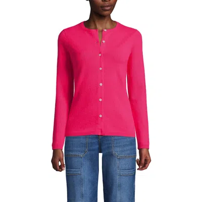 Lands' End Cashmere Cardigan Sweater In Bright Petunia Rose