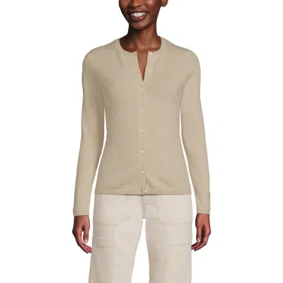 Lands' End Cashmere Cardigan Sweater In Champagne