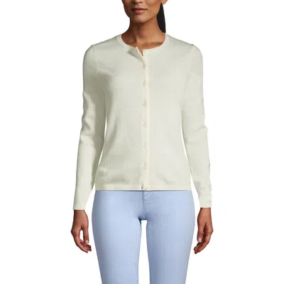 Lands' End Cashmere Cardigan Sweater In Fresh Ivory