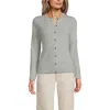 Lands' End Cashmere Cardigan Sweater In Gray/black Donegal