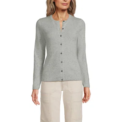 Lands' End Cashmere Cardigan Sweater In Gray/black Donegal