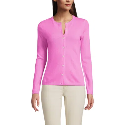 Lands' End Cashmere Cardigan Sweater In Pink