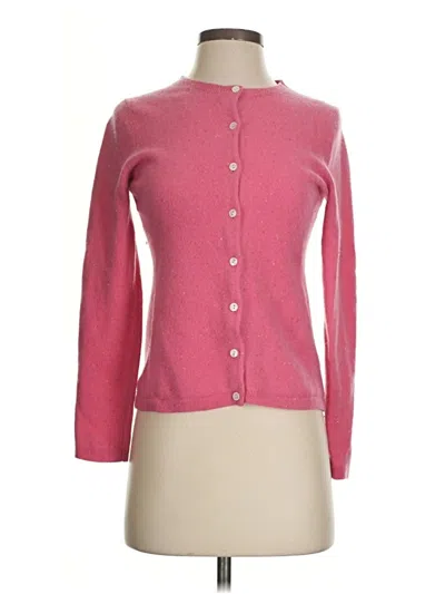 Pre-owned Lands' End Cashmere Cardigan Sweater In Pink