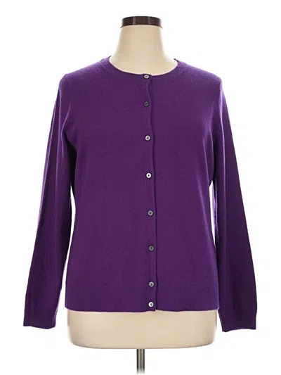Pre-owned Lands' End Cashmere Cardigan Sweater In Purple