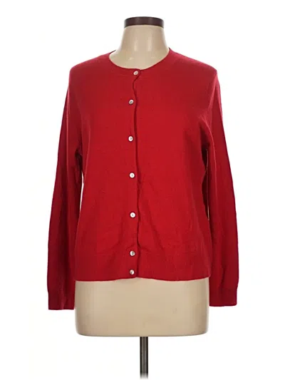 Pre-owned Lands' End Cashmere Cardigan Sweater In Red