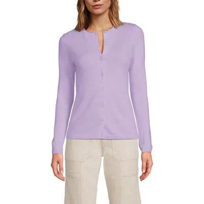 Lands' End Cashmere Cardigan Sweater In Washed Lavender Heather