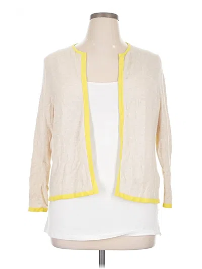 Pre-owned Lands' End Cashmere Cardigan Sweater In Yellow