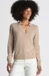 Lands' End Cashmere Johnny Collar Sweater In Blush Sand Heather