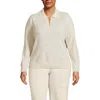 Lands' End Cashmere Johnny Collar Sweater In White