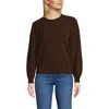 Lands' End Cashmere Puff Sleeve Crew Neck Sweater In Brown