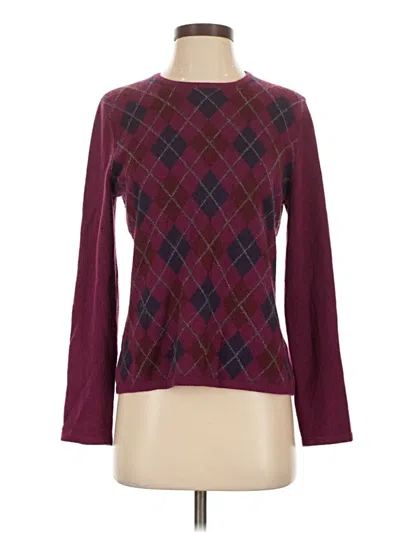 Pre-owned Lands' End Cashmere Pullover Sweater In Burgundy