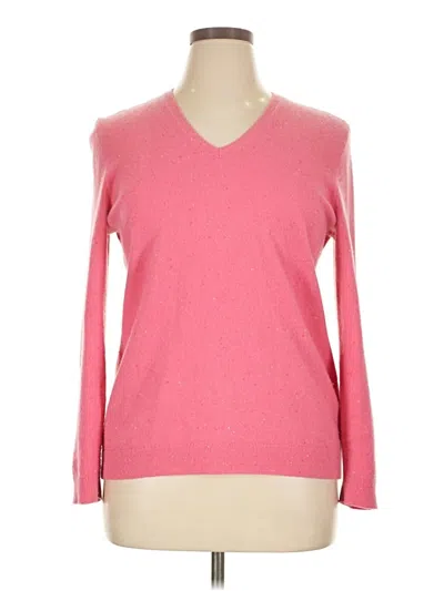 Pre-owned Lands' End Cashmere Pullover Sweater In Pink
