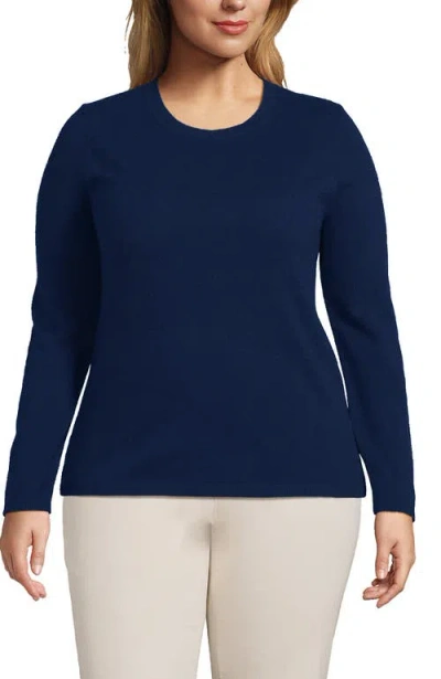 Lands' End Plus Size Cashmere Sweater In Deep Sea Navy