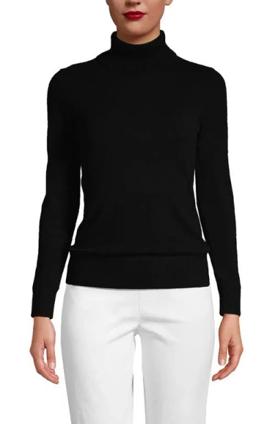 Lands' End Cashmere Turtleneck Sweater In Black