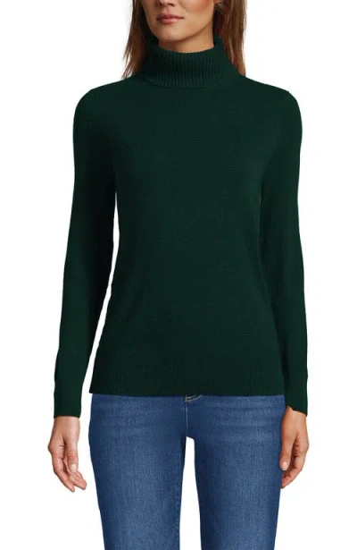 Lands' End Cashmere Turtleneck Sweater In Dark Pine Green