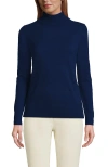 Lands' End Cashmere Turtleneck Sweater In Deep Sea Navy
