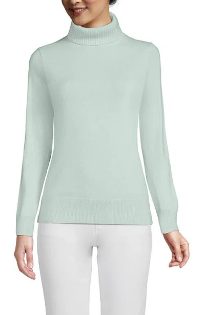Lands' End Cashmere Turtleneck Sweater In Dusty Misty Aqua
