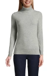 Lands' End Cashmere Turtleneck Sweater In Gray/black Donegal