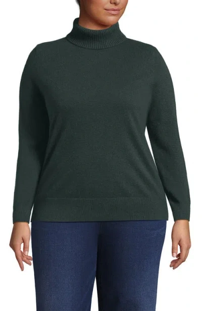 Lands' End Cashmere Turtleneck Sweater In Green