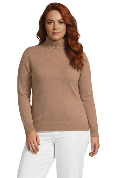 Lands' End Cashmere Turtleneck Sweater In Brown