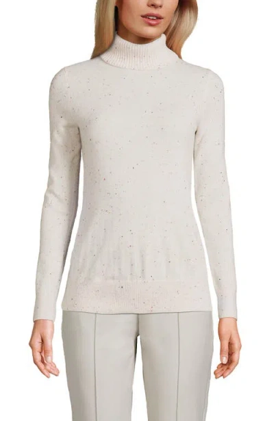 Lands' End Cashmere Turtleneck Sweater In White
