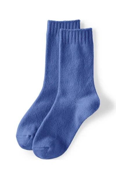 Lands' End Cashtouch Crew Socks In Clear Blue
