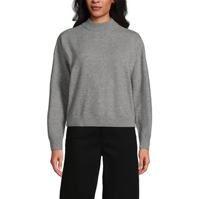 Lands' End Cashtouch Drop Shoulder Mock Neck Sweater In Green