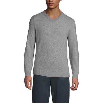 Lands' End Cashtouch V Neck Sweater In Gray
