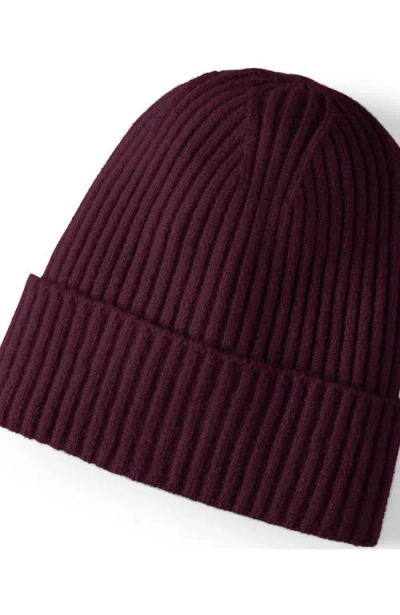 Lands' End Cashtouch Winter Beanie Hat In Purple