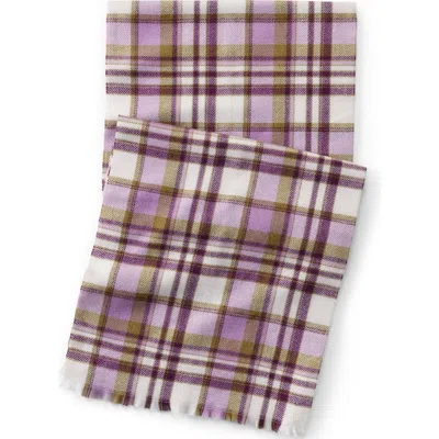 Lands' End Cashtouch Winter Scarf Pattern In Ivory/rich Plum Plaid